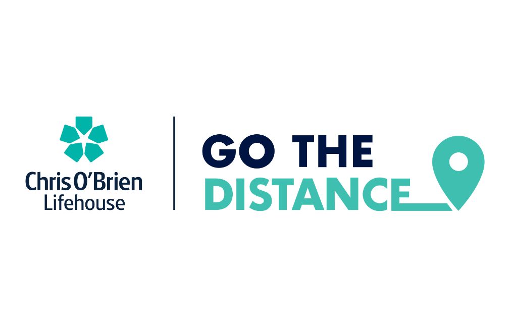 Chris O’Brien Lifehouse logo next to bold text saying GO THE DISTANCE this September, with a location pin icon at the end.